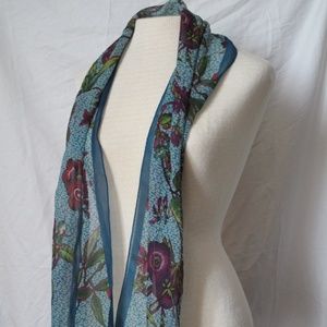100% SILK, SHEER FLORAL SCARF